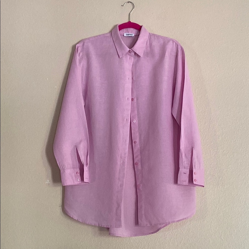 Esprit Linen Cotton Oversized Button Front Women’s Blouse, Size Medium